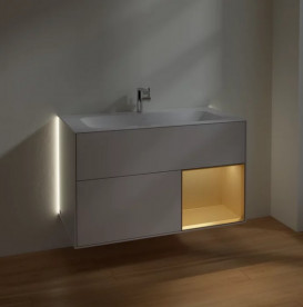 Тумба под раковину Villeroy & Boch Finion 99,6х49,8 см с подсветкой МДФ светло-серый матовый лак/золотой матовый лак G040HFGJ