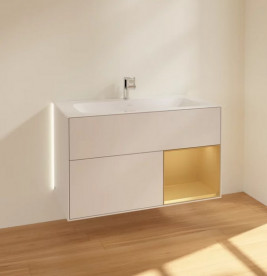 Тумба под раковину Villeroy & Boch Finion 99,6х49,8 см с подсветкой МДФ светло-серый матовый лак/золотой матовый лак G040HFGJ