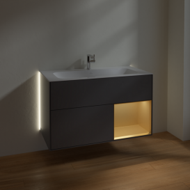 Тумба под раковину Villeroy & Boch Finion 99,6х49,8 см с подсветкой МДФ антрацит матовый лак/золотой матовый лак G040HFGK