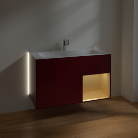 Тумба под раковину Villeroy & Boch Finion 99,6х49,8 см с подсветкой МДФ пион матовый лак/золотой матовый лак G040HFHB