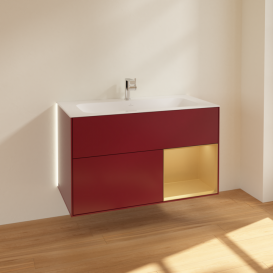 Тумба под раковину Villeroy & Boch Finion 99,6х49,8 см с подсветкой МДФ пион матовый лак/золотой матовый лак G040HFHB