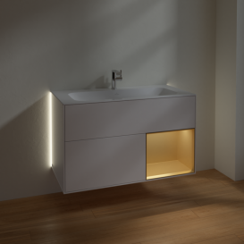 Тумба под раковину Villeroy & Boch Finion 99,6х49,8 см с подсветкой МДФ белый матовый лак/золотой матовый лак G040HFMT
