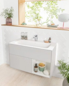 Тумба под раковину Villeroy & Boch Finion 99,6х49,8 см с подсветкой МДФ светло-серый матовый лак/белый матовый лак G040MTGJ