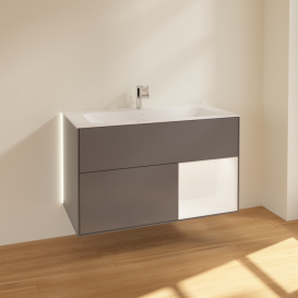 Тумба под раковину Villeroy & Boch Finion 99,6х49,8 см с подсветкой МДФ антрацит матовый лак/белый матовый лак G040MTGK