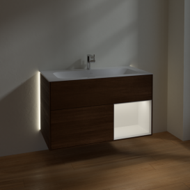 Тумба под раковину Villeroy & Boch Finion 99,6х49,8 см с подсветкой ДСП шпон грецкого ореха/белый матовый лак G040MTGN