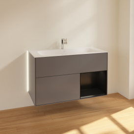 Тумба под раковину Villeroy & Boch Finion 99,6х49,8 см с подсветкой МДФ антрацит матовый лак/черный матовый лак G040PDGK