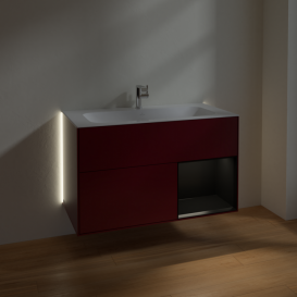 Тумба под раковину Villeroy & Boch Finion 99,6х49,8 см с подсветкой МДФ пион матовый лак/черный матовый лак G040PDHB