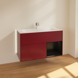 Тумба под раковину Villeroy & Boch Finion 99,6х49,8 см с подсветкой МДФ пион матовый лак/черный матовый лак G040PDHB