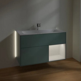 Тумба під раковину Villeroy & Boch Finion 99,6х49,8 см з підсвічуванням МДФ оливковий матовий лак/глянсовий білий лак G040GFGM