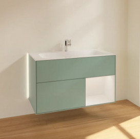 Тумба під раковину Villeroy & Boch Finion 99,6х49,8 см з підсвічуванням МДФ оливковий матовий лак/глянсовий білий лак G040GFGM