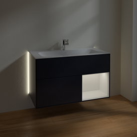 Тумба під раковину Villeroy & Boch Finion 99,6х49,8 см із підсвічуванням МДФ темно-синій матовий лак/глянцевий білий лак G040GFHG