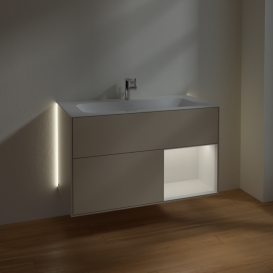 Тумба під раковину Villeroy & Boch Finion 99,6х49,8 см з підсвічуванням МДФ пісок матовий лак/глянсовий білий лак G040GFHH