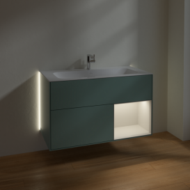 Тумба под раковину Villeroy & Boch Finion 99,6х49,8 см с подсветкой МДФ оливковый матовый лак/светло-серый матовый лак G040GJGM