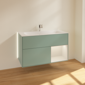 Тумба під раковину Villeroy & Boch Finion 99,6х49,8 см з підсвічуванням МДФ оливковий матовий лак/світло-сірий матовий лак G040GJGM