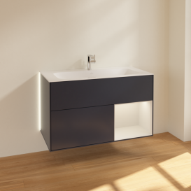 Тумба под раковину Villeroy & Boch Finion 99,6х49,8 см с подсветкой МДФ темно-синий матовый лак/светло-серый матовый лак G040GJHG
