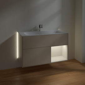 Тумба под раковину Villeroy & Boch Finion 99,6х49,8 см с подсветкой МДФ песок матовый лак/светло-серый матовый лак G040GJHH