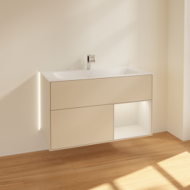 Тумба под раковину Villeroy & Boch Finion 99,6х49,8 см с подсветкой МДФ песок матовый лак/светло-серый матовый лак G040GJHH