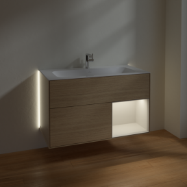 Тумба под раковину Villeroy & Boch Finion 99,6х49,8 см с подсветкой ДСП шпон дуба/светло-серый матовый лак G040GJPC