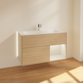 Тумба під раковину Villeroy & Boch Finion 99,6х49,8 см з підсвічуванням ДСП шпон дуба/світло-сірий матовий лак G040GJPC