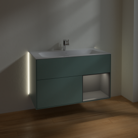 Тумба под раковину Villeroy & Boch Finion 99,6х49,8 см с подсветкой МДФ оливковый матовый лак/антрацит матовый лак G040GKGM