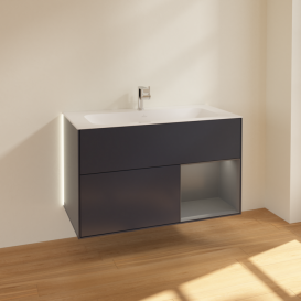 Тумба под раковину Villeroy & Boch Finion 99,6х49,8 см с подсветкой МДФ темно-синий матовый лак/антрацит матовый лак G040GKHG
