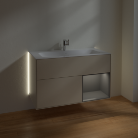 Тумба под раковину Villeroy & Boch Finion 99,6х49,8 см с подсветкой МДФ песок матовый лак/антрацит матовый лак G040GKHH