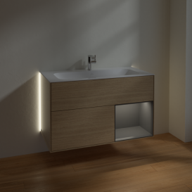 Тумба под раковину Villeroy & Boch Finion 99,6х49,8 см с подсветкой ДСП шпон дуба/антрацит матовый лак G040GKPC