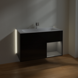 Тумба під раковину Villeroy & Boch Finion 99,6х49,8 см із підсвічуванням МДФ глянсовий чорний лак/антрацит матовий лак G040GKPH