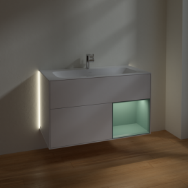 Тумба под раковину Villeroy & Boch Finion 99,6х49,8 см с подсветкой МДФ глянцевый белый лак/оливковый матовый лак G040GMGF