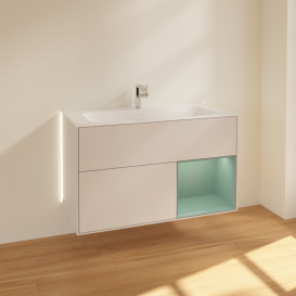 Тумба под раковину Villeroy & Boch Finion 99,6х49,8 см с подсветкой МДФ светло-серый матовый лак/оливковый матовый лак G040GMGJ