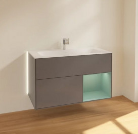 Тумба под раковину Villeroy & Boch Finion 99,6х49,8 см с подсветкой МДФ антрацит матовый лак/оливковый матовый лак G040GMGK
