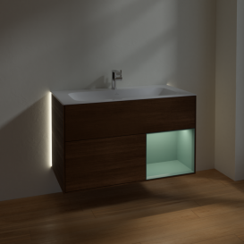 Тумба под раковину Villeroy & Boch Finion 99,6х49,8 см с подсветкой ДСП шпон грецкого ореха/оливковый матовый лак  G040GMGN