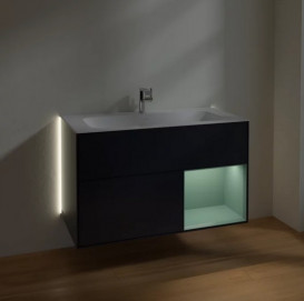 Тумба под раковину Villeroy & Boch Finion 99,6х49,8 см с подсветкой МДФ темно-синий матовый лак/оливковый матовый лак G040GMHG