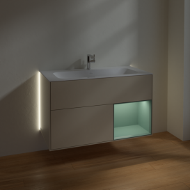 Тумба под раковину Villeroy & Boch Finion 99,6х49,8 см с подсветкой МДФ песок матовый лак/оливковый матовый лак G040GMHH