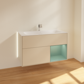 Тумба под раковину Villeroy & Boch Finion 99,6х49,8 см с подсветкой МДФ песок матовый лак/оливковый матовый лак G040GMHH