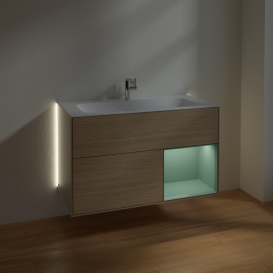 Тумба под раковину Villeroy & Boch Finion 99,6х49,8 см с подсветкой ДСП шпон дуба/оливковый матовый лак G040GMPC