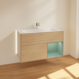 Тумба под раковину Villeroy & Boch Finion 99,6х49,8 см с подсветкой ДСП шпон дуба/оливковый матовый лак G040GMPC
