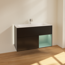 Тумба под раковину Villeroy & Boch Finion 99,6х49,8 см с подсветкой МДФ черный матовый лак/оливковый матовый лак G040GMPD