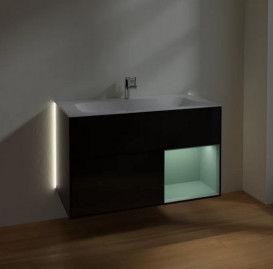 Тумба під раковину Villeroy & Boch Finion 99,6х49,8 см із підсвічуванням МДФ глянсовий чорний лак/оливковий матовий лак G040GMPH