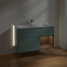 Тумба под раковину Villeroy & Boch Finion 99,6х49,8 см с подсветкой МДФ оливковый матовый лак/шпон грецкого ореха G040GNGM