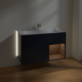 Тумба под раковину Villeroy & Boch Finion 99,6х49,8 см с подсветкой МДФ темно-синий матовый лак/шпон грецкого ореха G040GNHG