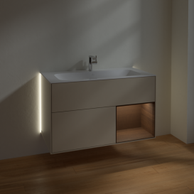 Тумба под раковину Villeroy & Boch Finion 99,6х49,8 см с подсветкой МДФ песок матовый лак/шпон грецкого ореха G040GNHH