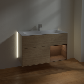 Тумба под раковину Villeroy & Boch Finion 99,6х49,8 см с подсветкой ДСП шпон дуба/шпон грецкого ореха G040GNPC