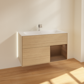 Тумба под раковину Villeroy & Boch Finion 99,6х49,8 см с подсветкой ДСП шпон дуба/шпон грецкого ореха G040GNPC