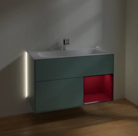 Тумба под раковину Villeroy & Boch Finion 99,6х49,8 см с подсветкой МДФ оливковый матовый лак/пион матовый лак G040HBGM