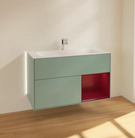 Тумба под раковину Villeroy & Boch Finion 99,6х49,8 см с подсветкой МДФ оливковый матовый лак/пион матовый лак G040HBGM