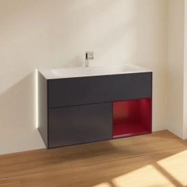 Тумба под раковину Villeroy & Boch Finion 99,6х49,8 см с подсветкой МДФ темно-синий матовый лак/пион матовый лак G040HBHG
