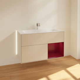 Тумба под раковину Villeroy & Boch Finion 99,6х49,8 см с подсветкой МДФ песок матовый лак/пион матовый лак G040HBHH