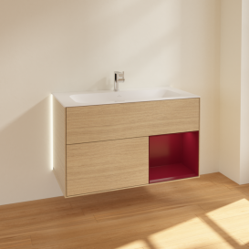 Тумба під раковину Villeroy & Boch Finion 99,6х49,8 см з підсвічуванням ДСП шпон дуба/півон матовий лак G040HBPC