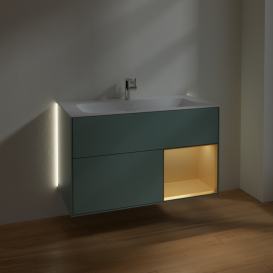 Тумба под раковину Villeroy & Boch Finion 99,6х49,8 см с подсветкой МДФ оливковый матовый лак/золотой матовый лак G040HFGM